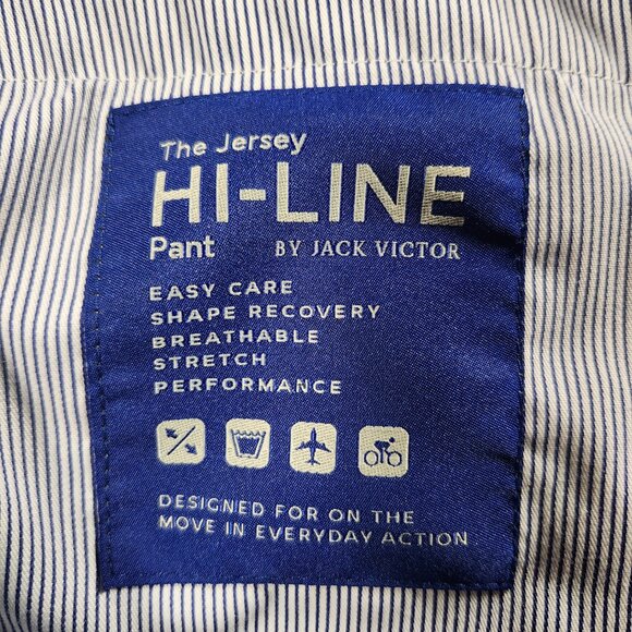 Jack Victor Mens HI-LINE Zip Pant Size W32RxL28 Gray Stretch Jersey Dress Pants - Picture 2 of 10